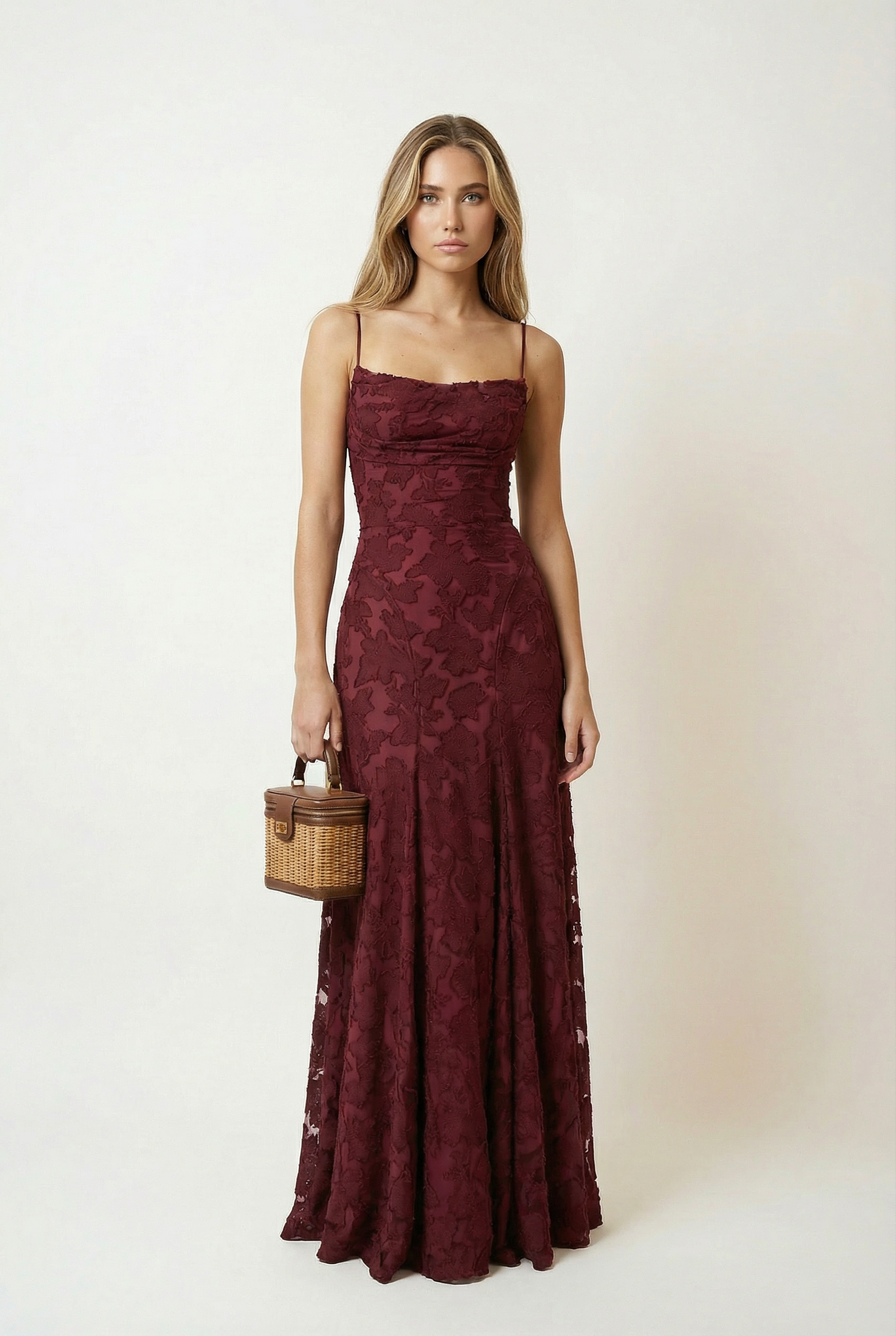 noda maxi dress burgundy Burgundy Smocked Lace Maxi Dress XL