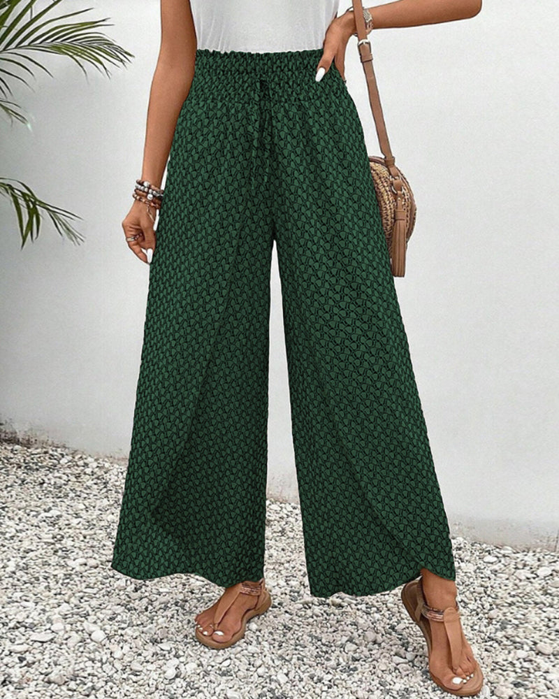 Lightweight Printed Elastic Waist Trousers