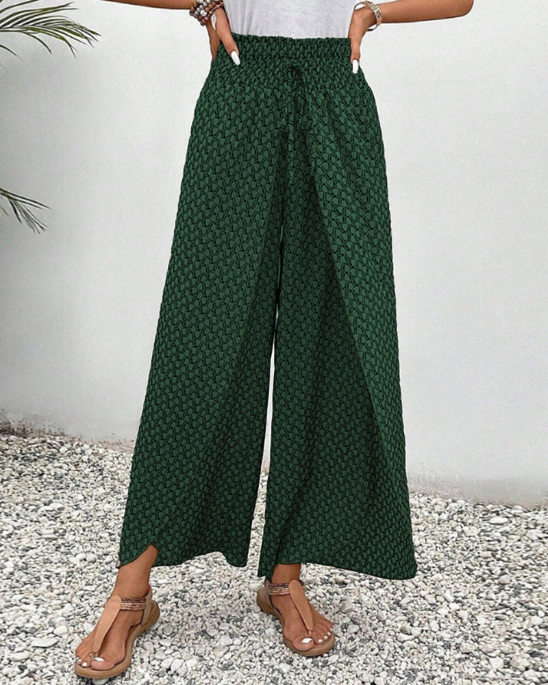 Lightweight Printed Elastic Waist Trousers