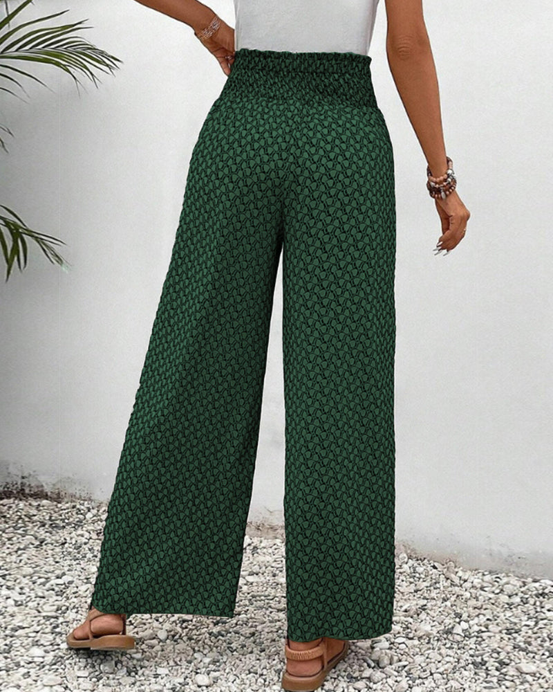 Lightweight Printed Elastic Waist Trousers