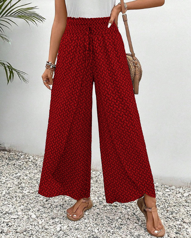 Lightweight Printed Elastic Waist Trousers