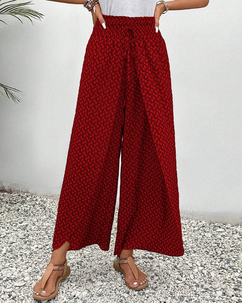 Lightweight Printed Elastic Waist Trousers