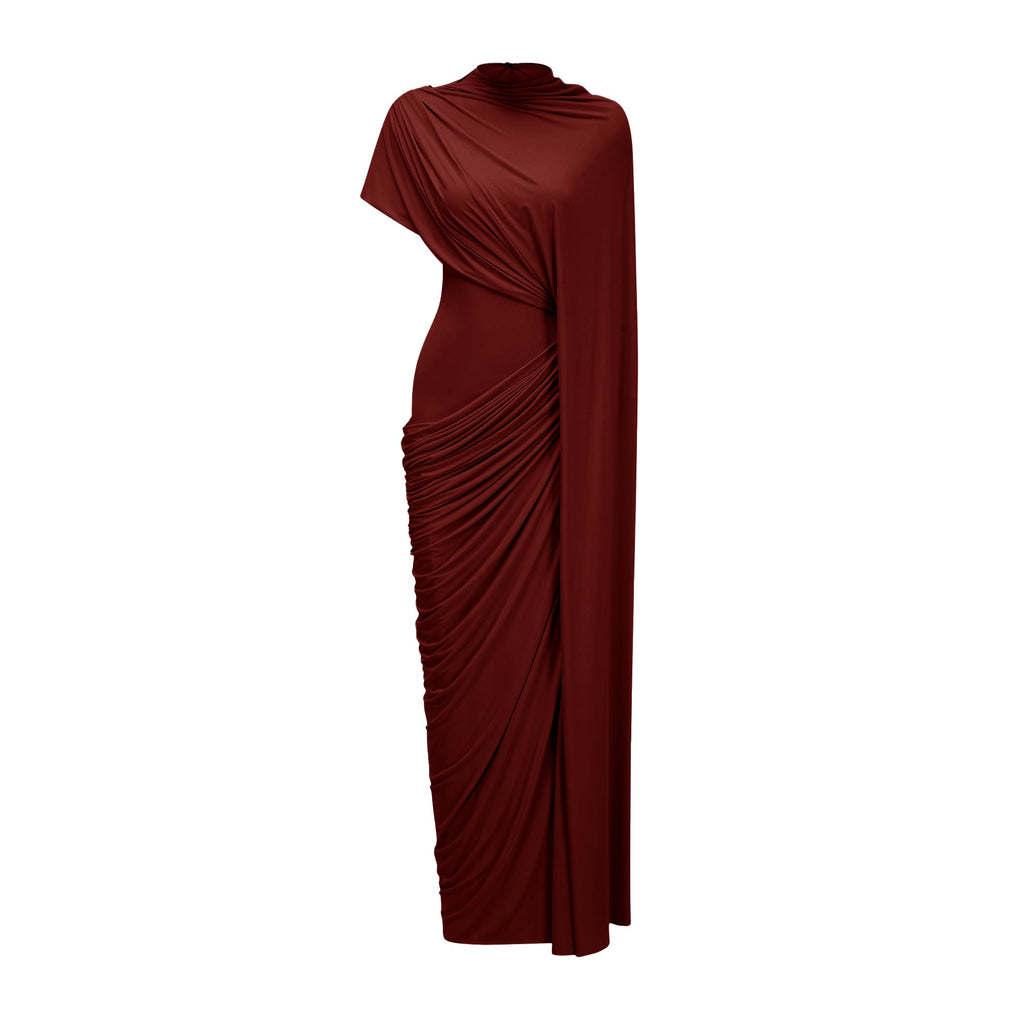 Asymmetrical Draped Cape and Maxi Dress Set