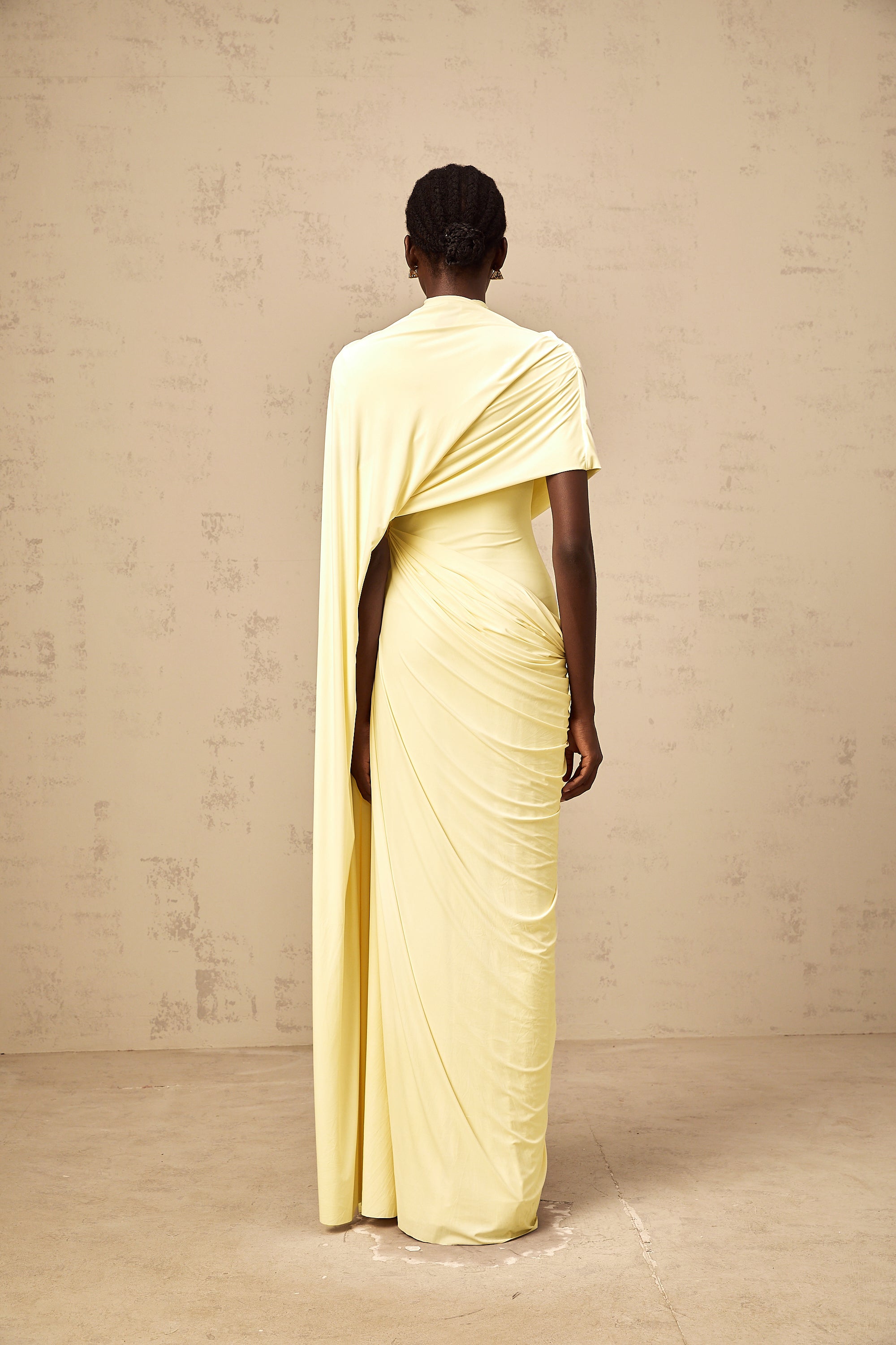 Asymmetrical Draped Cape and Maxi Dress Set
