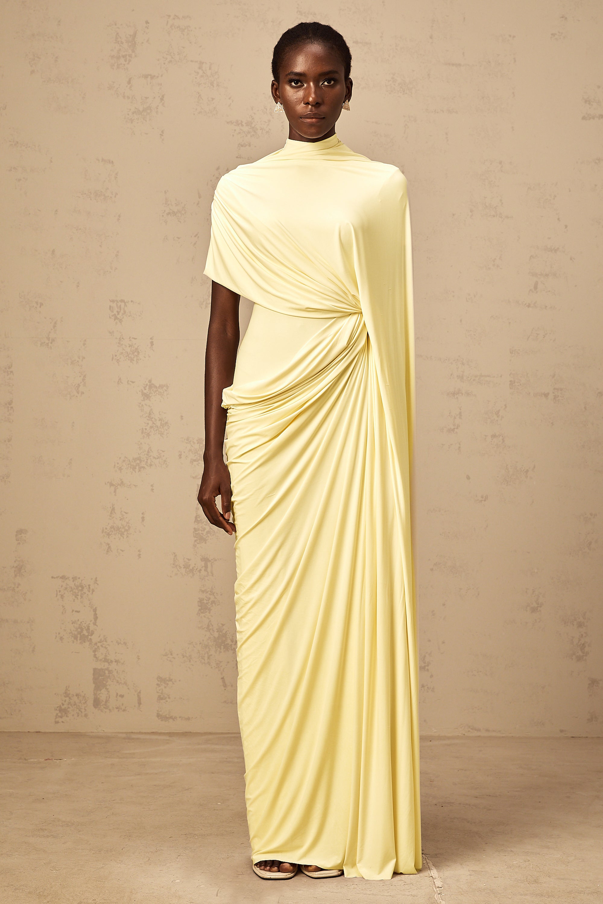Asymmetrical Draped Cape and Maxi Dress Set