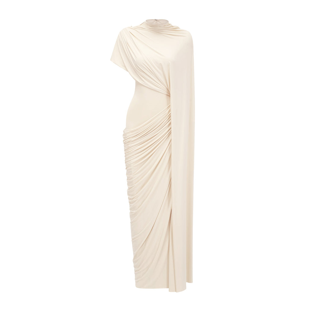 Asymmetrical Draped Cape and Maxi Dress Set