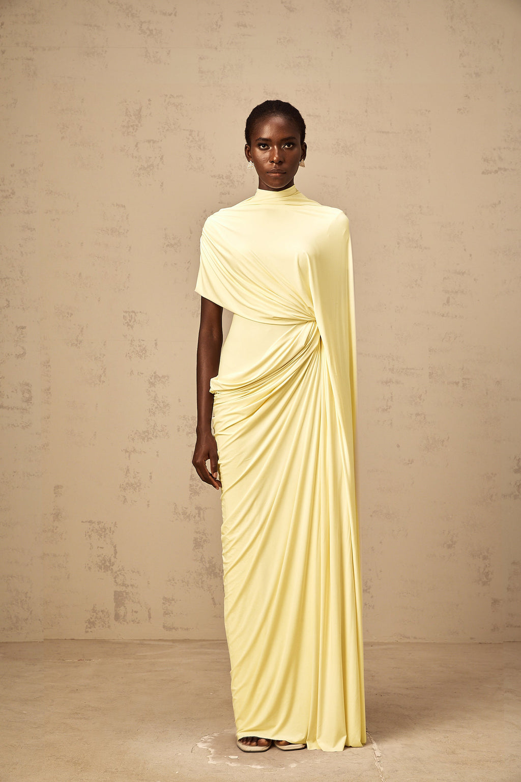 Asymmetrical Draped Cape and Maxi Dress Set