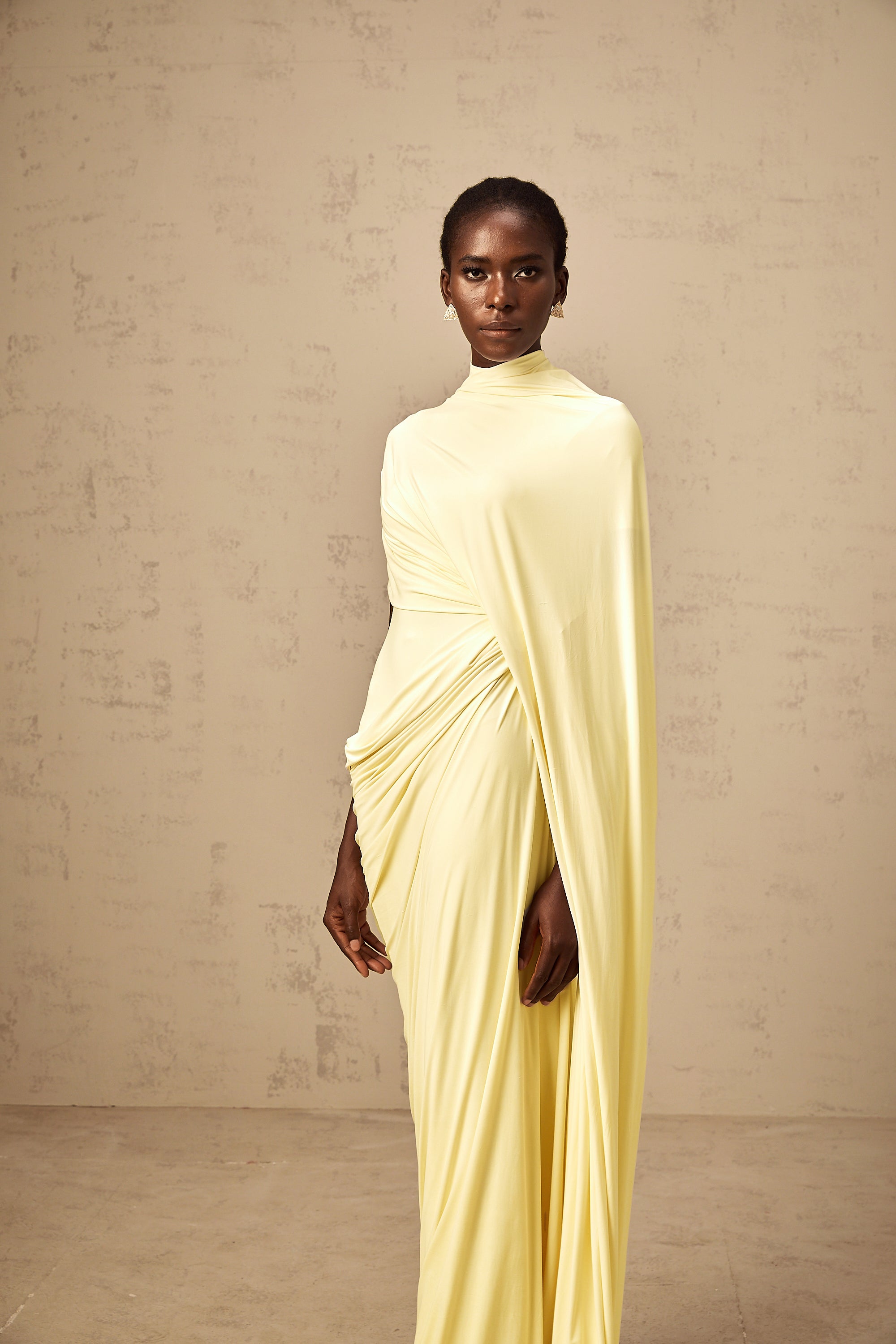 Asymmetrical Draped Cape and Maxi Dress Set