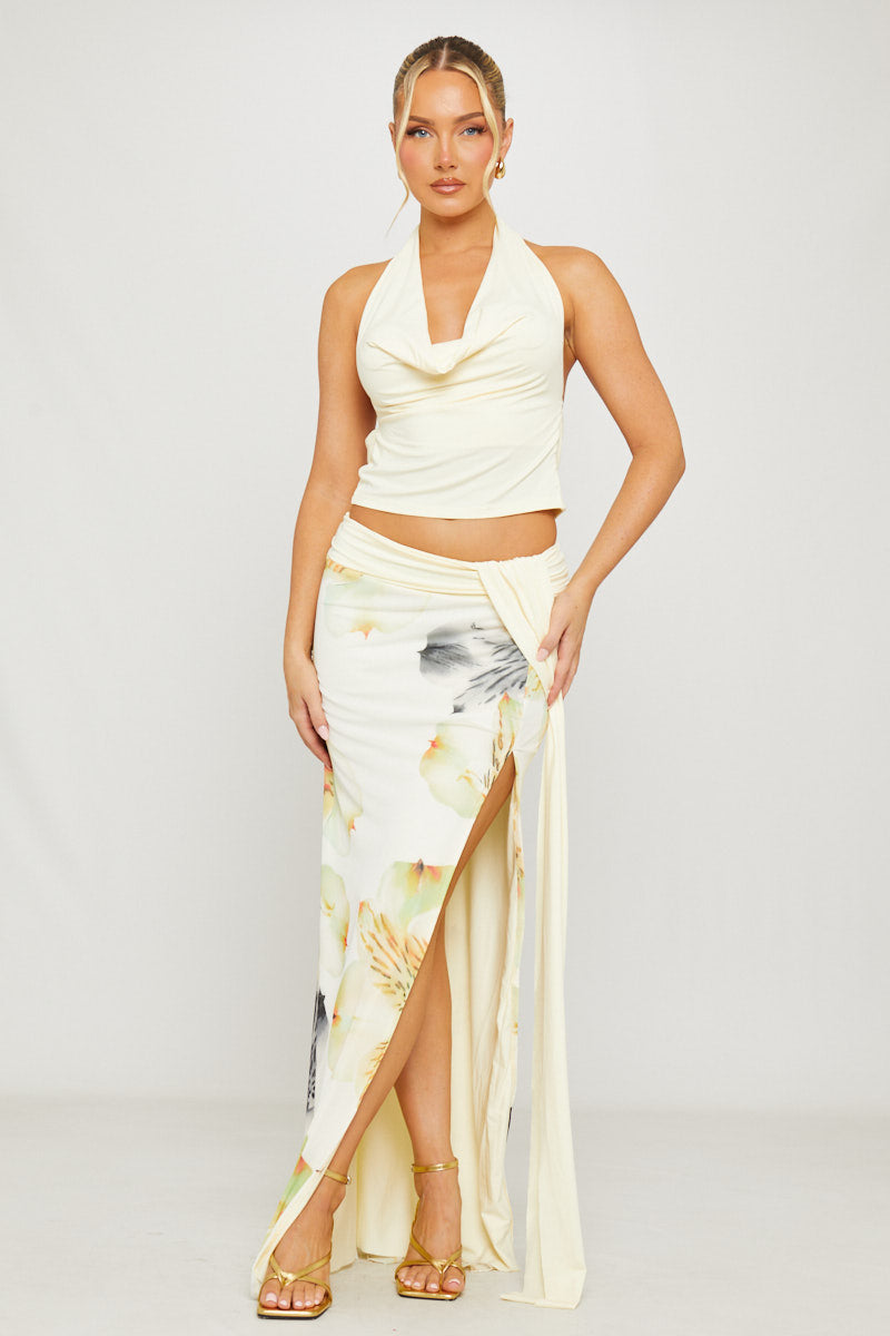 Floral Halter Neck Skirt Set