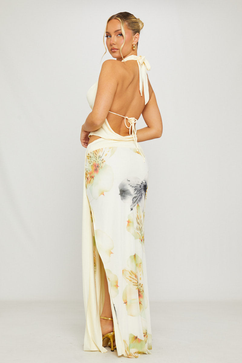 Floral Halter Neck Skirt Set