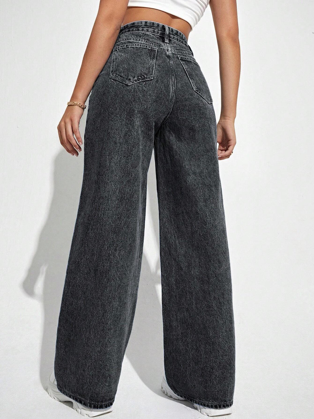 High-Waist Wide-Leg Denim Pants
