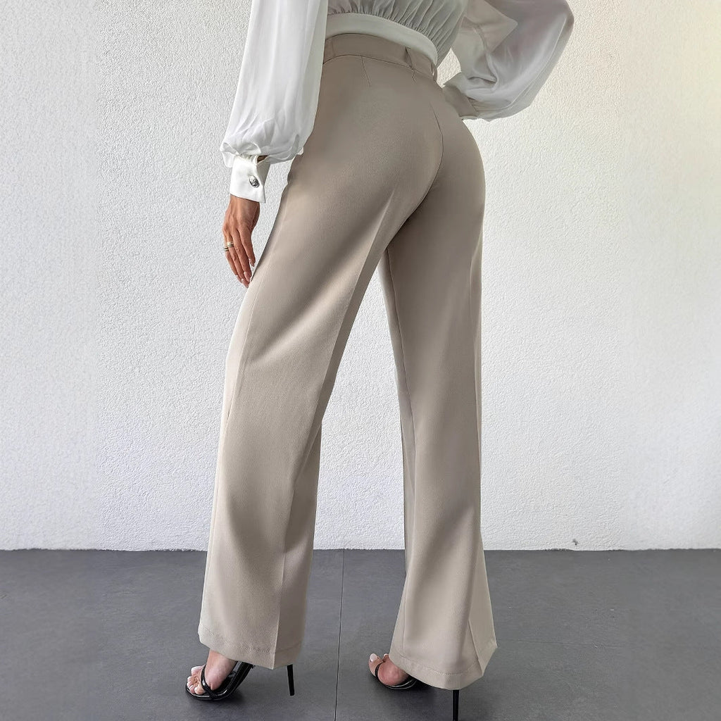 Pleated High-Waist Wide-Leg Trousers