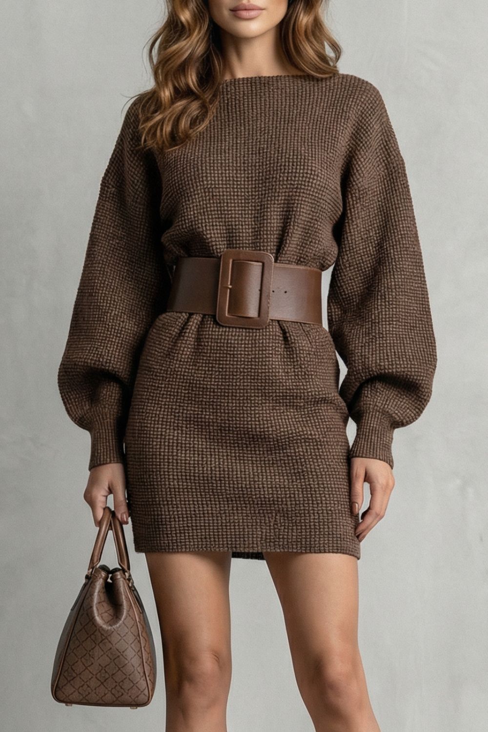 Belted Knit Mini Dress