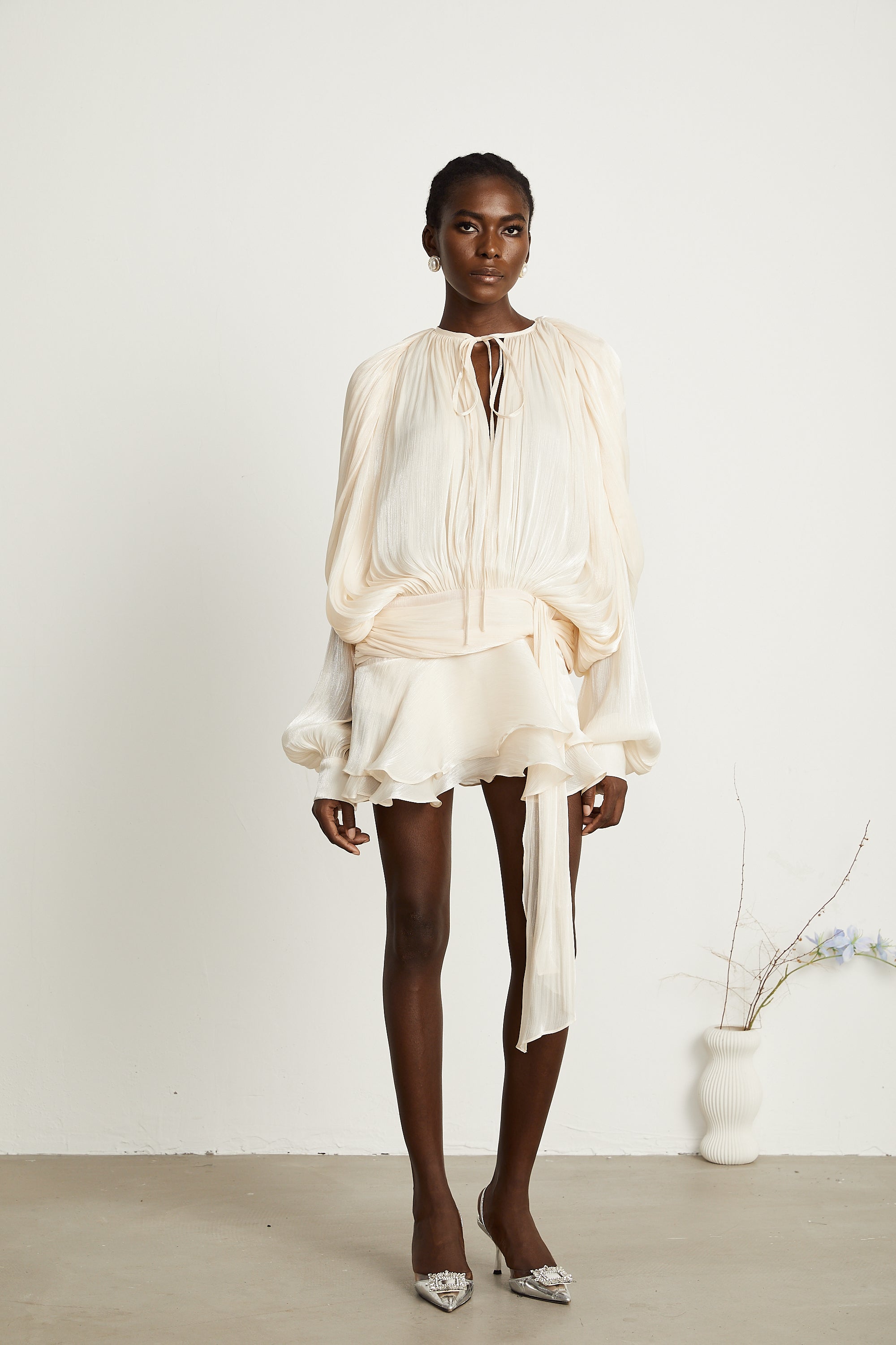 Fully Pleated Ruffle Mini Dress