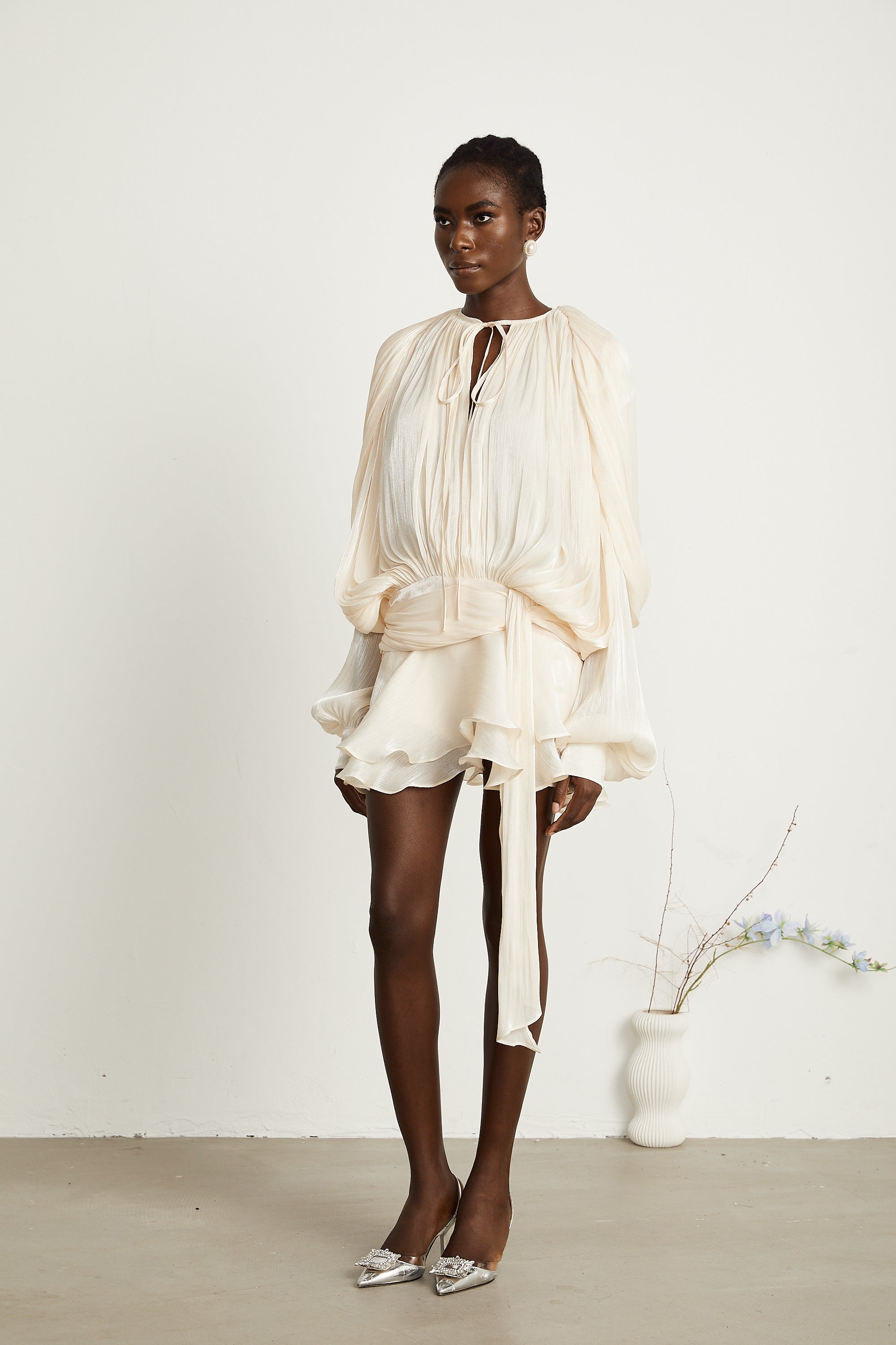 Fully Pleated Ruffle Mini Dress