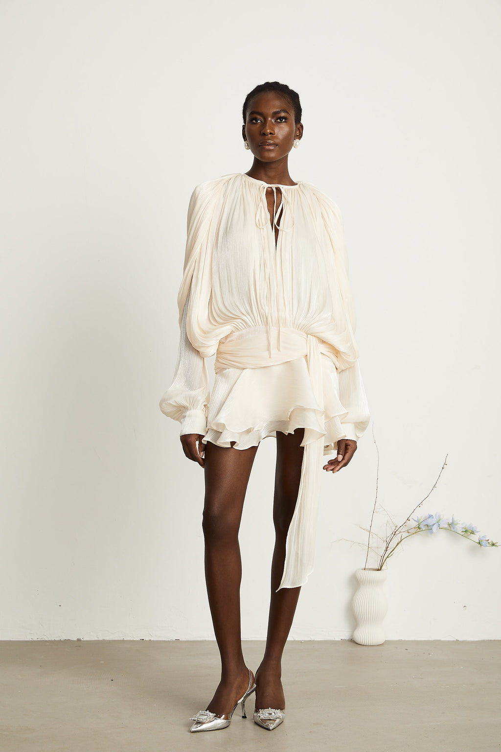 Fully Pleated Ruffle Mini Dress