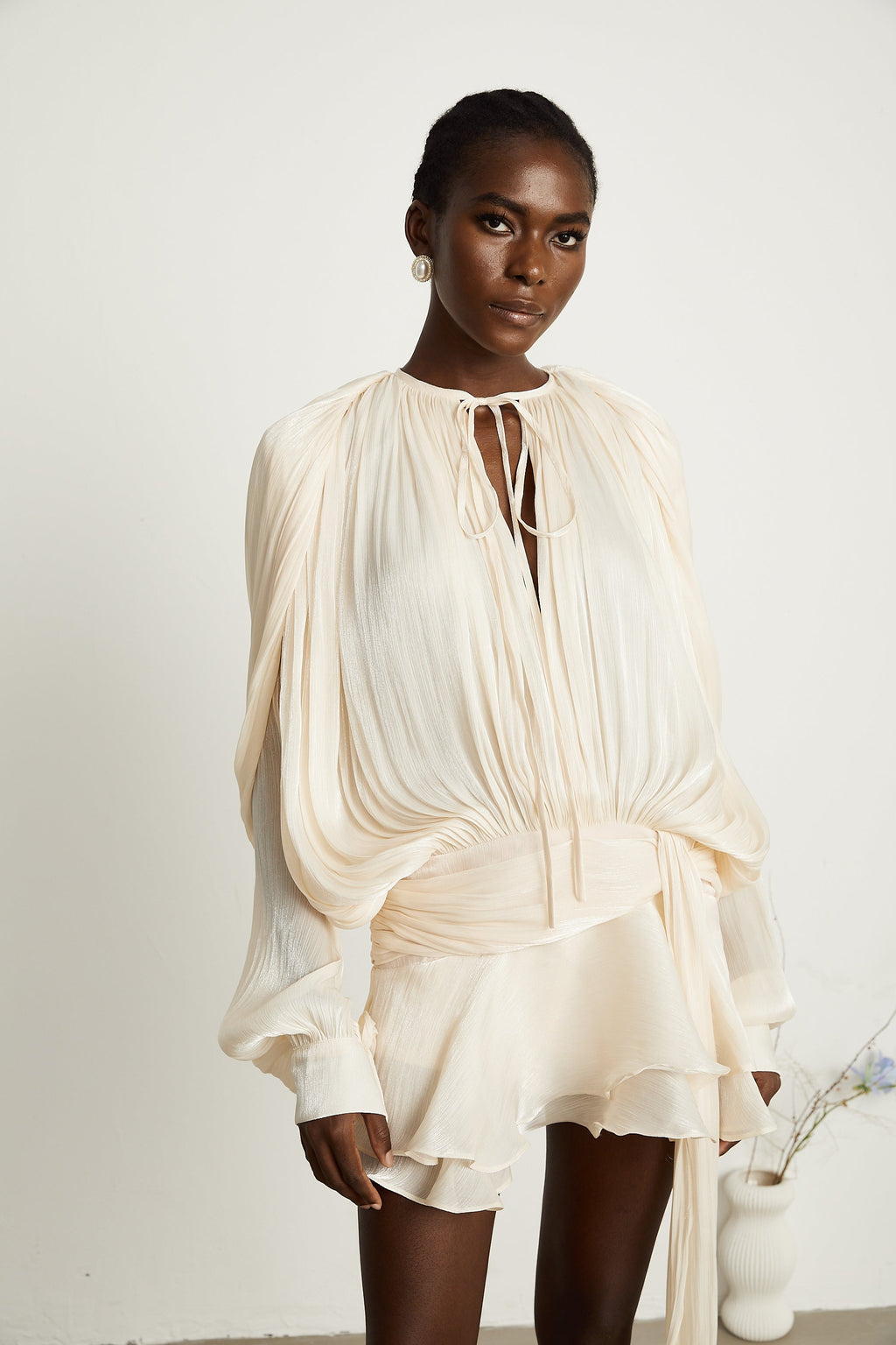 Fully Pleated Ruffle Mini Dress