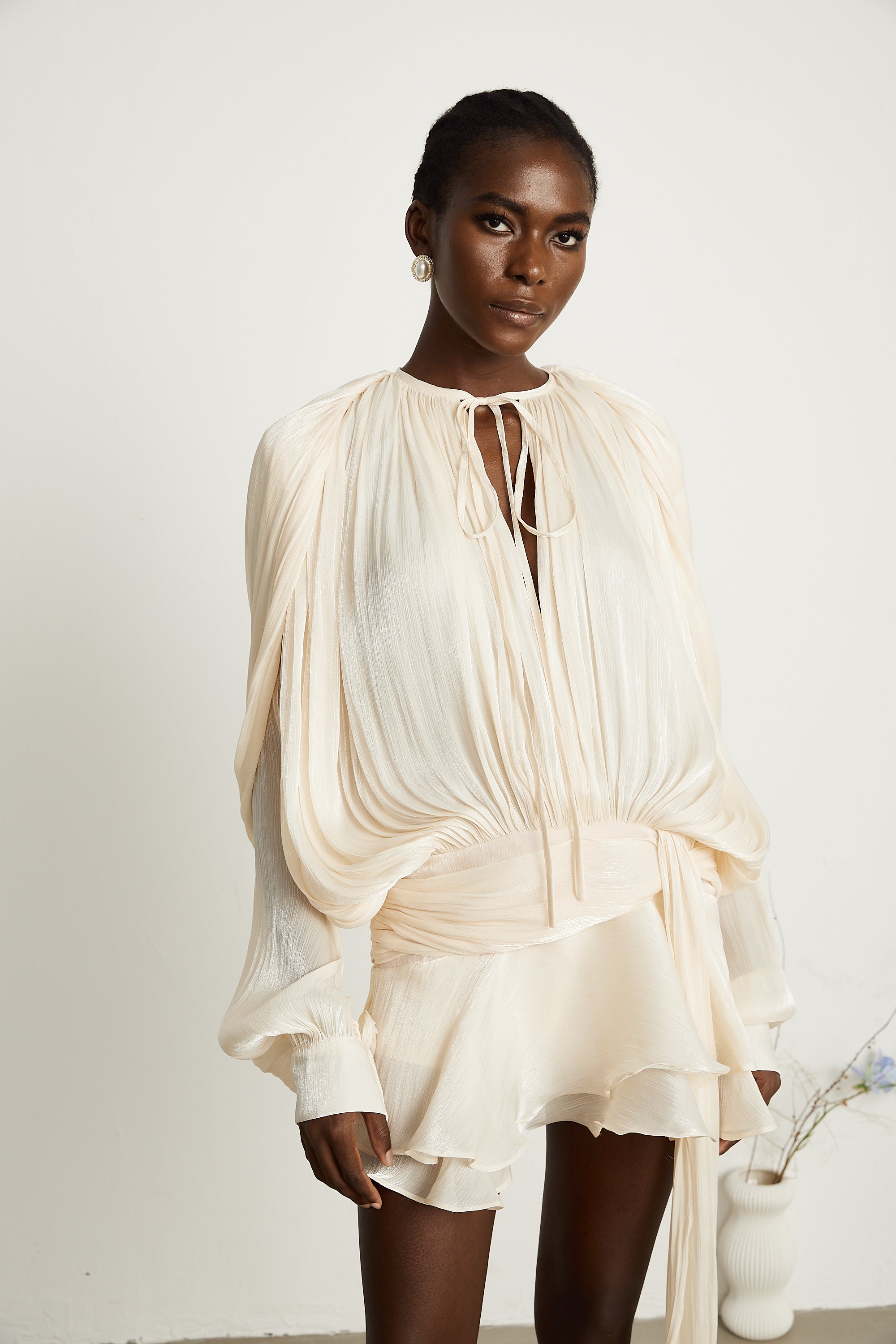 Fully Pleated Ruffle Mini Dress