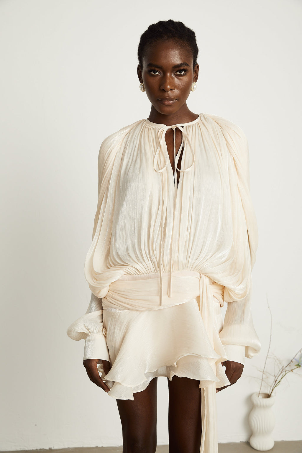 Fully Pleated Ruffle Mini Dress