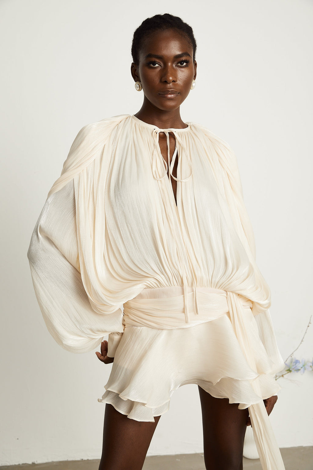 Fully Pleated Ruffle Mini Dress