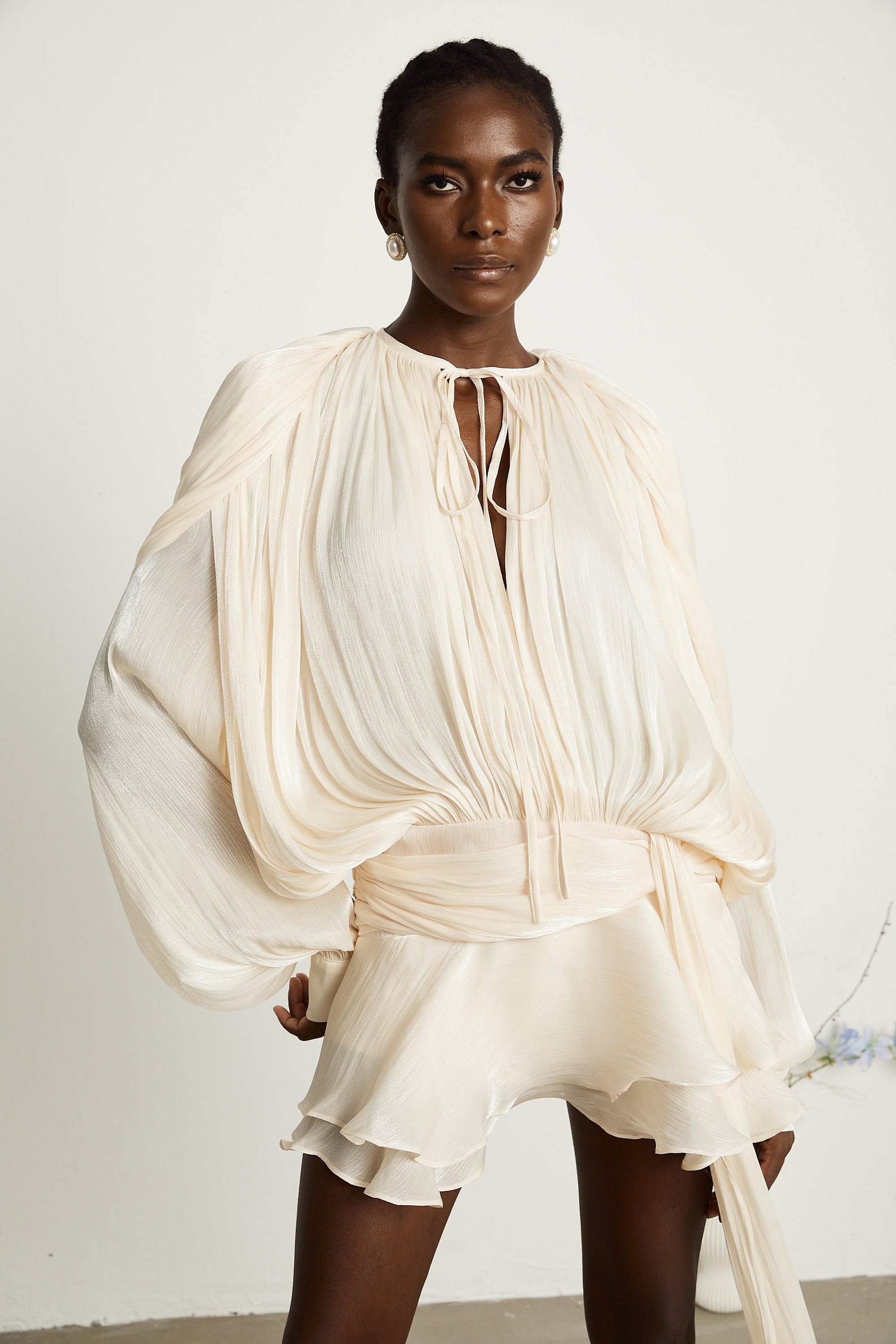 Fully Pleated Ruffle Mini Dress