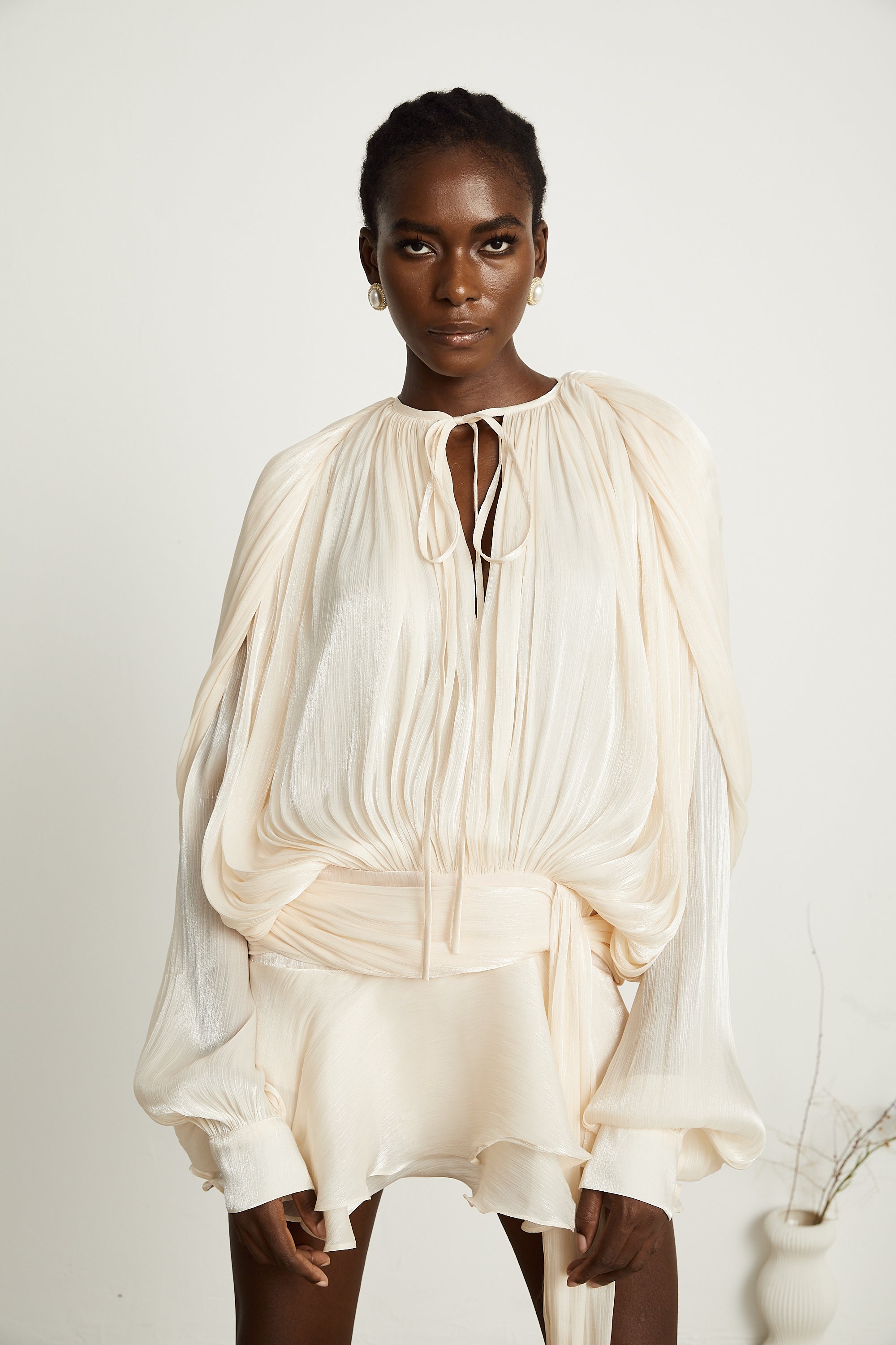 Fully Pleated Ruffle Mini Dress