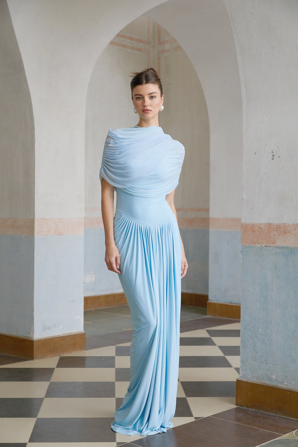 Asymmetrical Pleated Maxi Dress