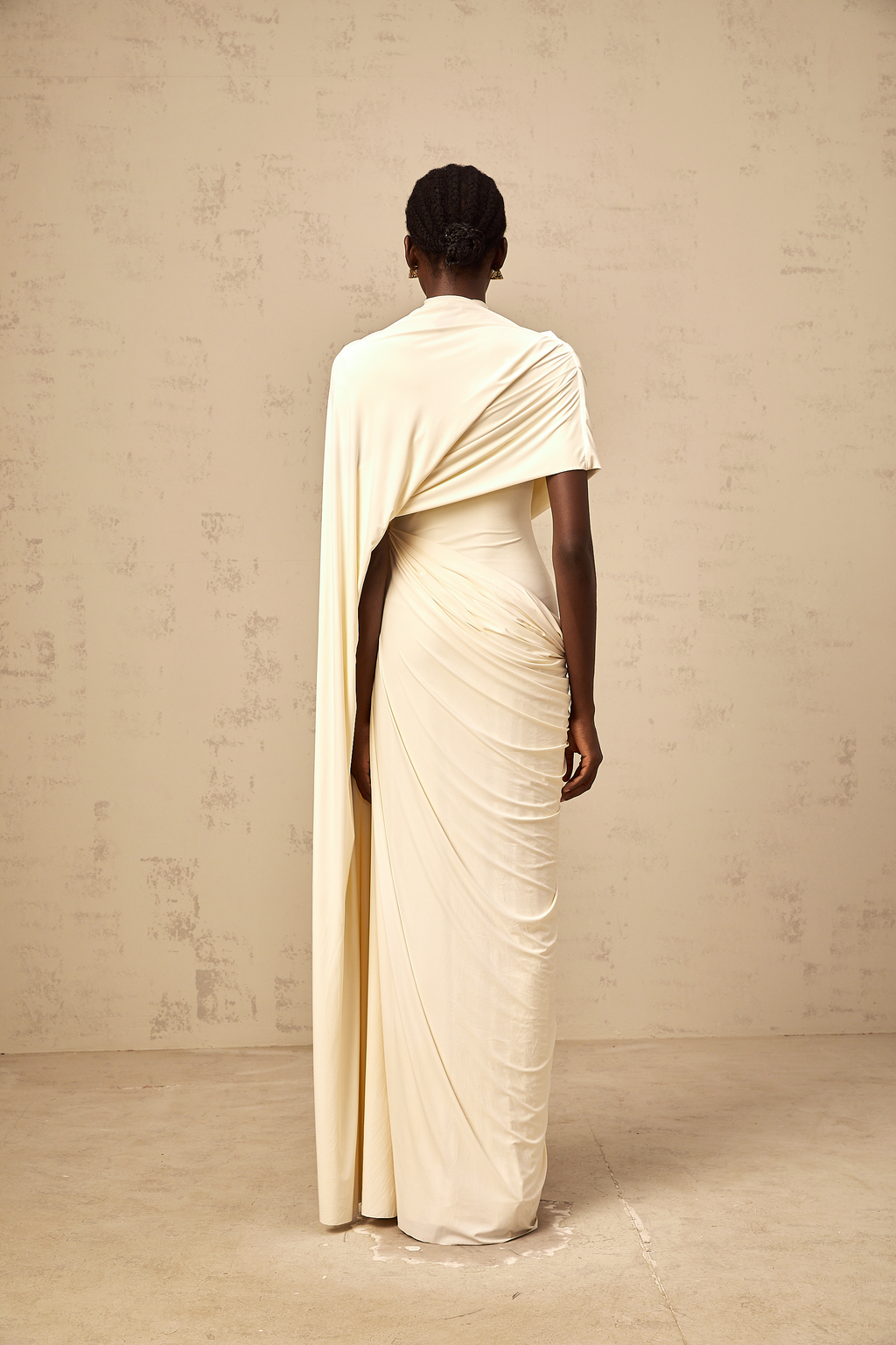 Asymmetrical Draped Cape and Maxi Dress Set
