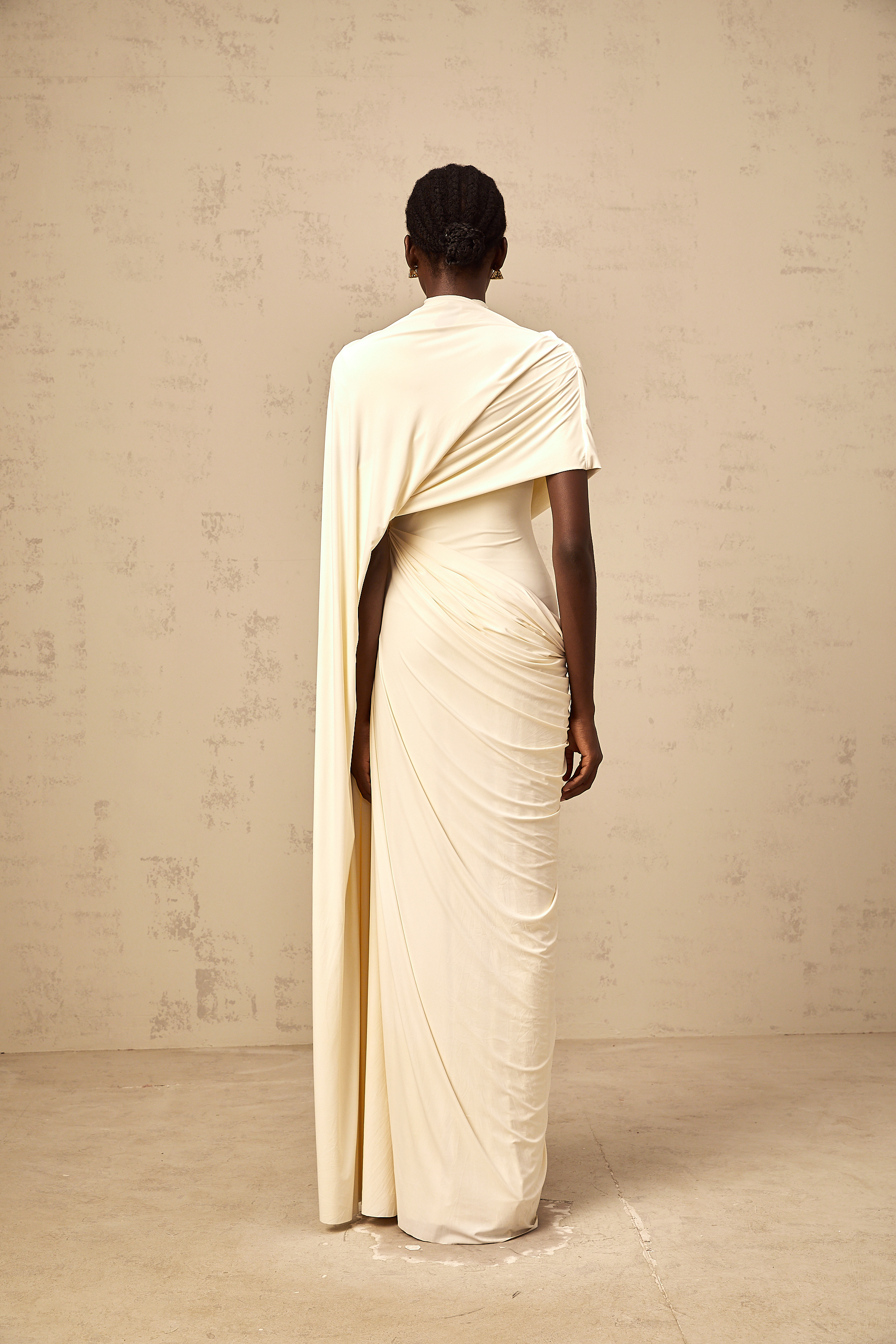Asymmetrical Draped Cape and Maxi Dress Set