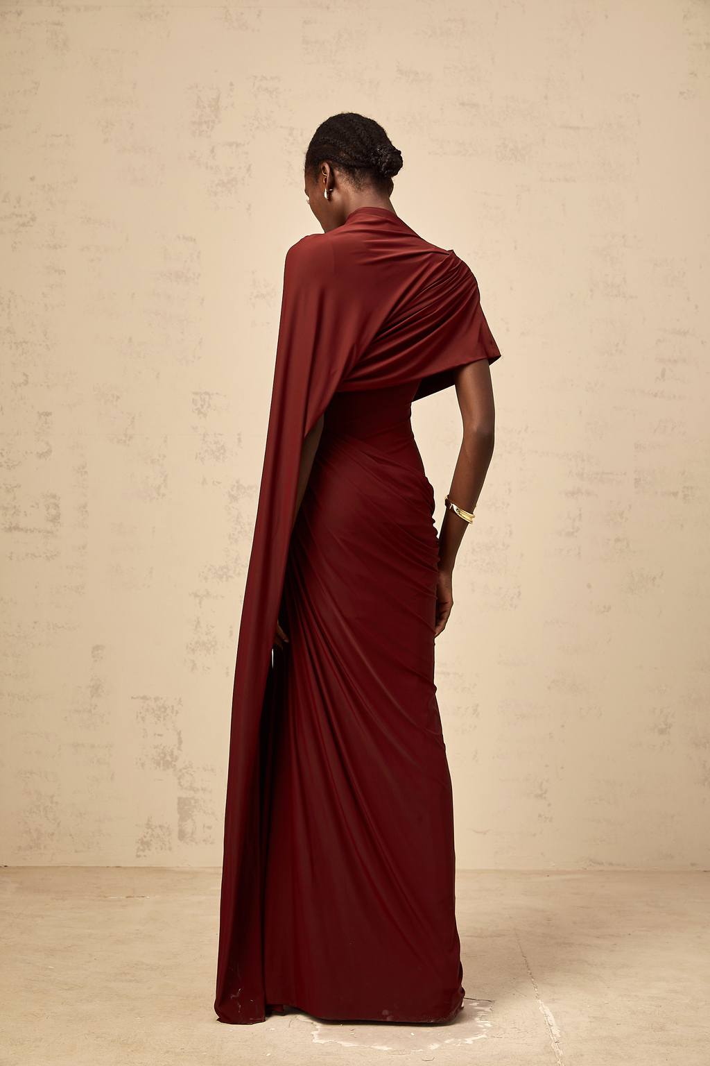 Asymmetrical Draped Cape and Maxi Dress Set