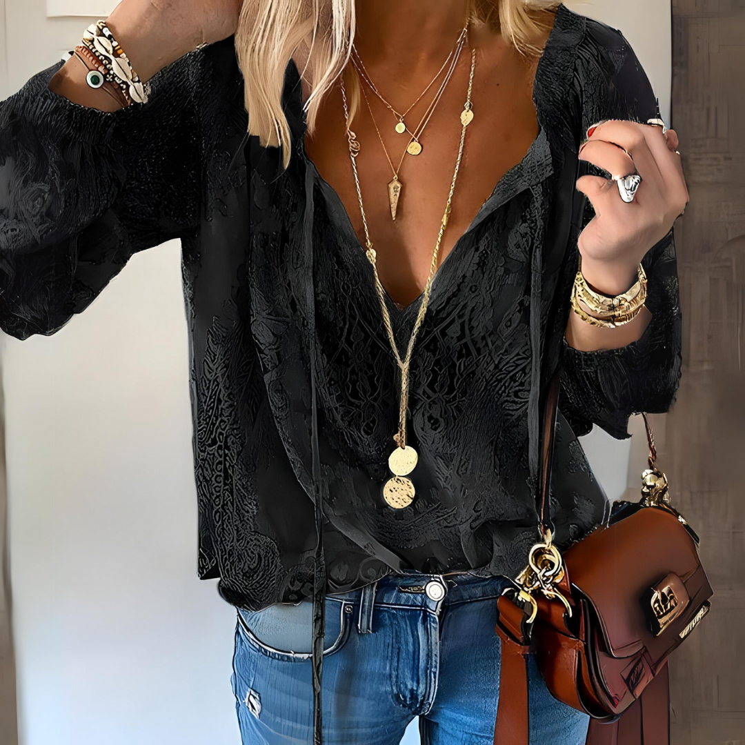 Blouse with Cutout Neckline