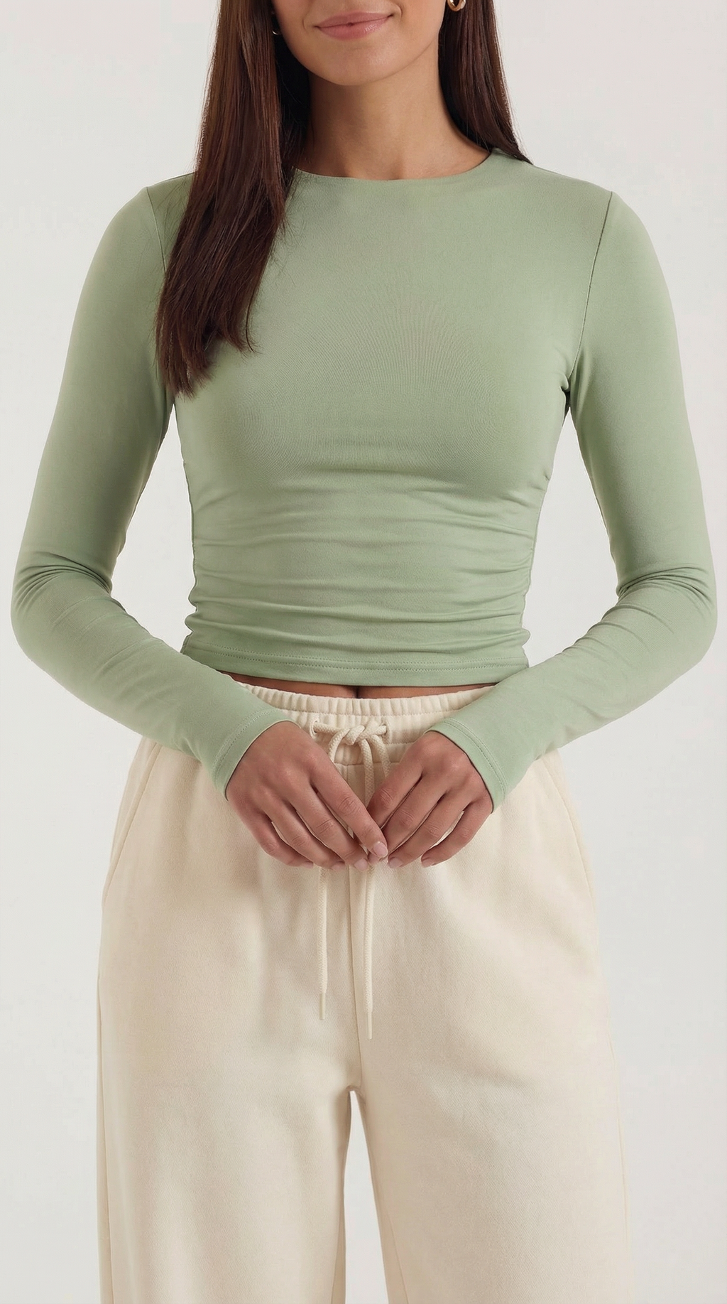 Long Sleeve Crop Top with Thumbholes