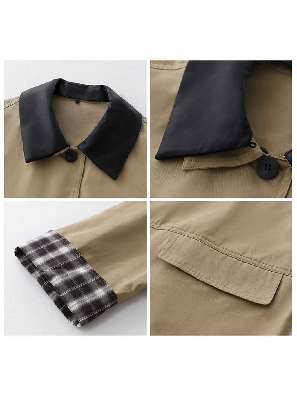 Contrast Collar Button-Up Jacket