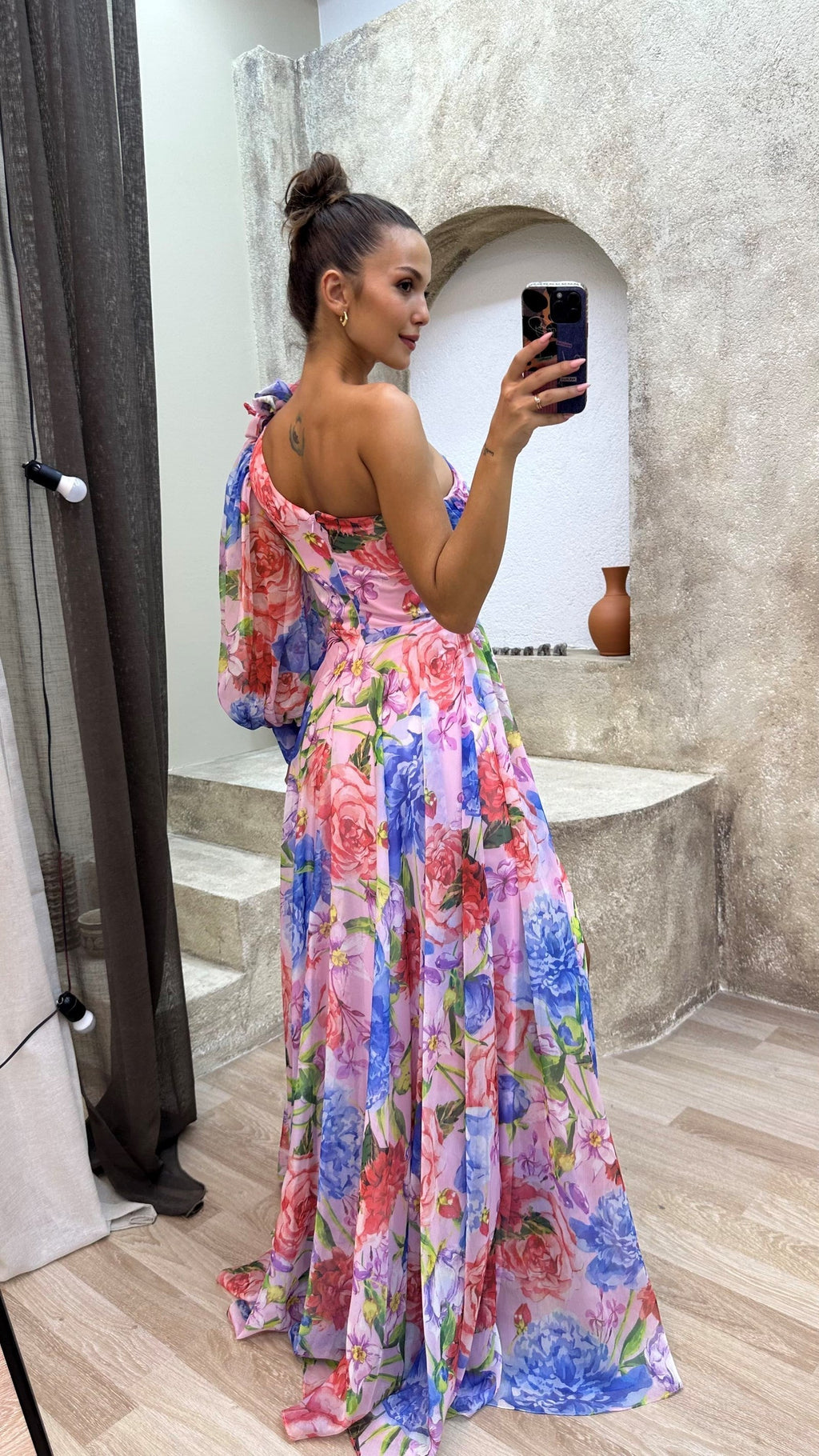 Floral One-Shoulder Flowy Dress