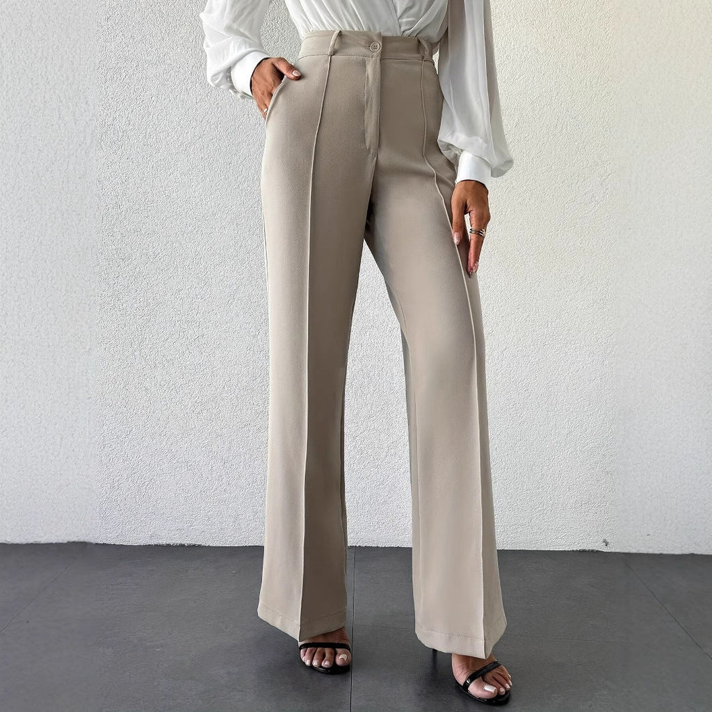 Pleated High-Waist Wide-Leg Trousers