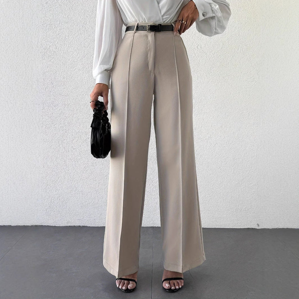 Pleated High-Waist Wide-Leg Trousers