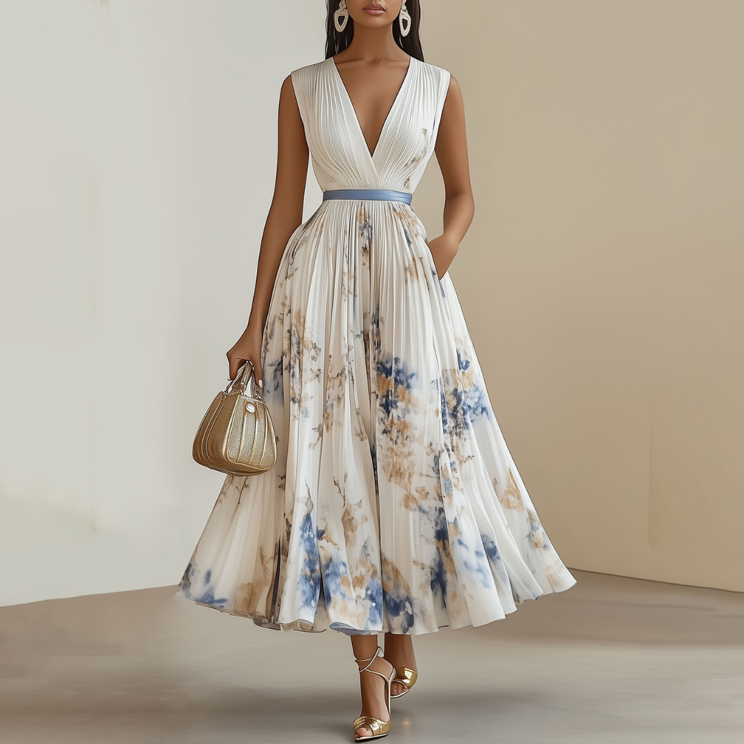 Floral Pleated Ceremony Dress