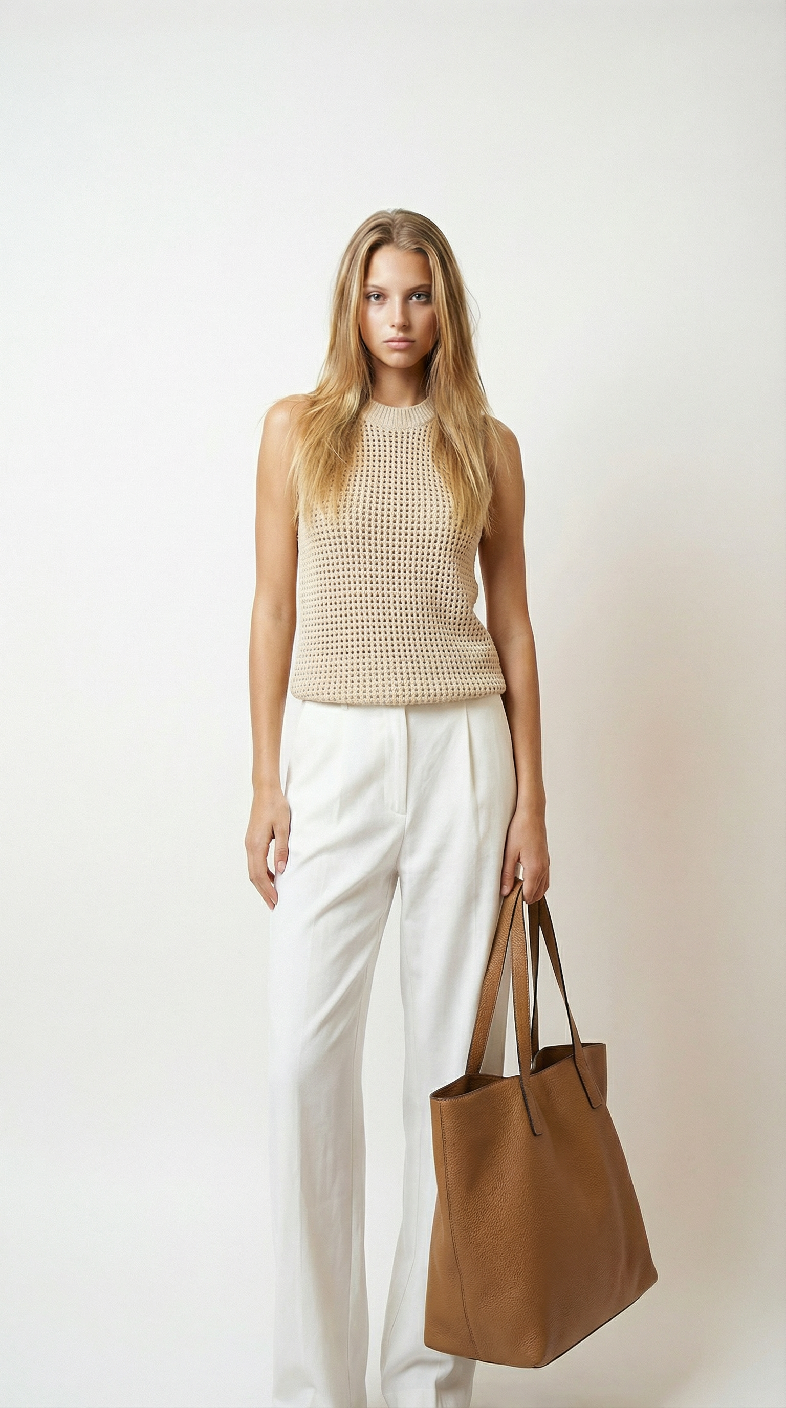 Knit Tank Top with Hollow Detailing