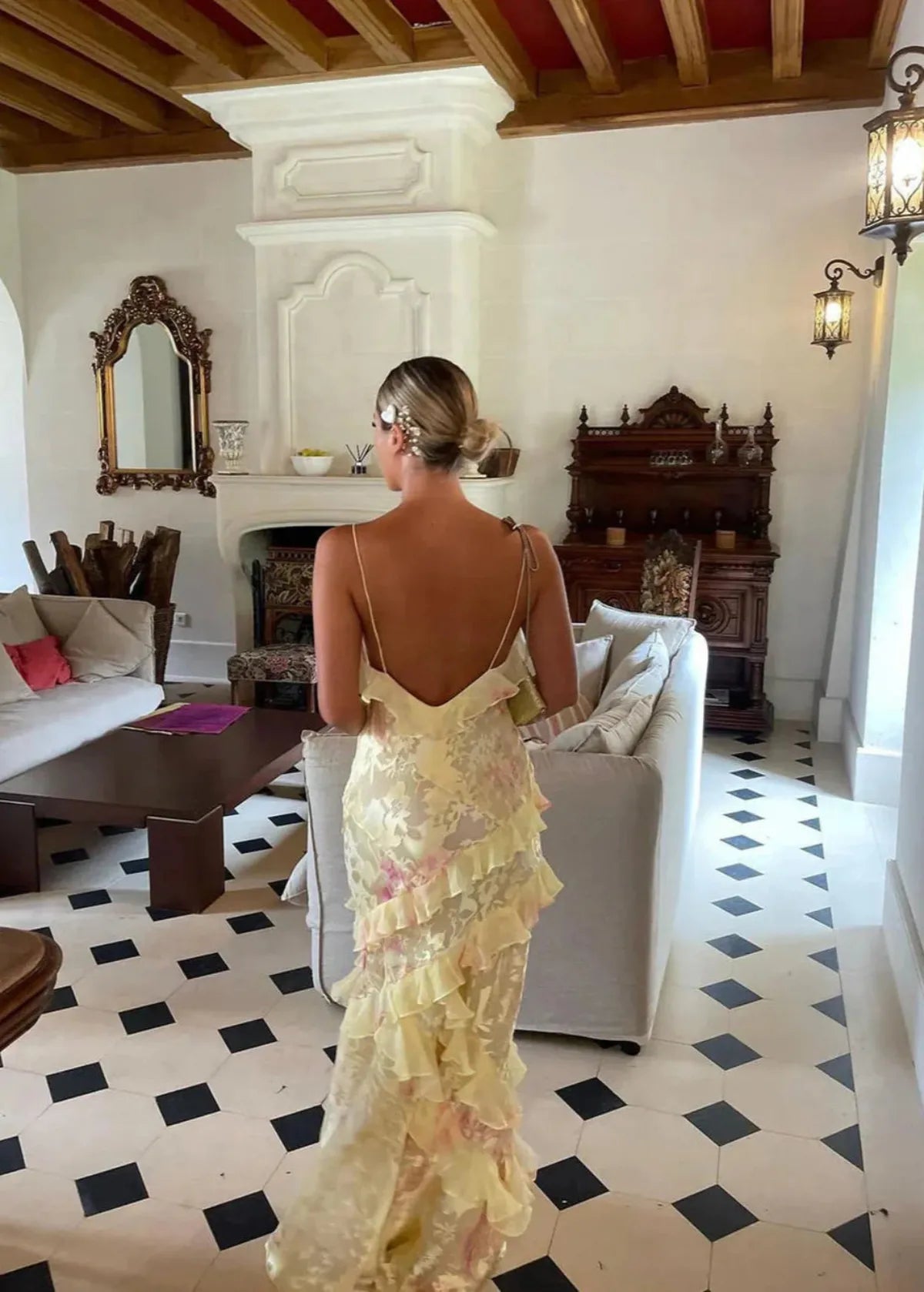 Airborne Floral Ruffle Maxi Dress