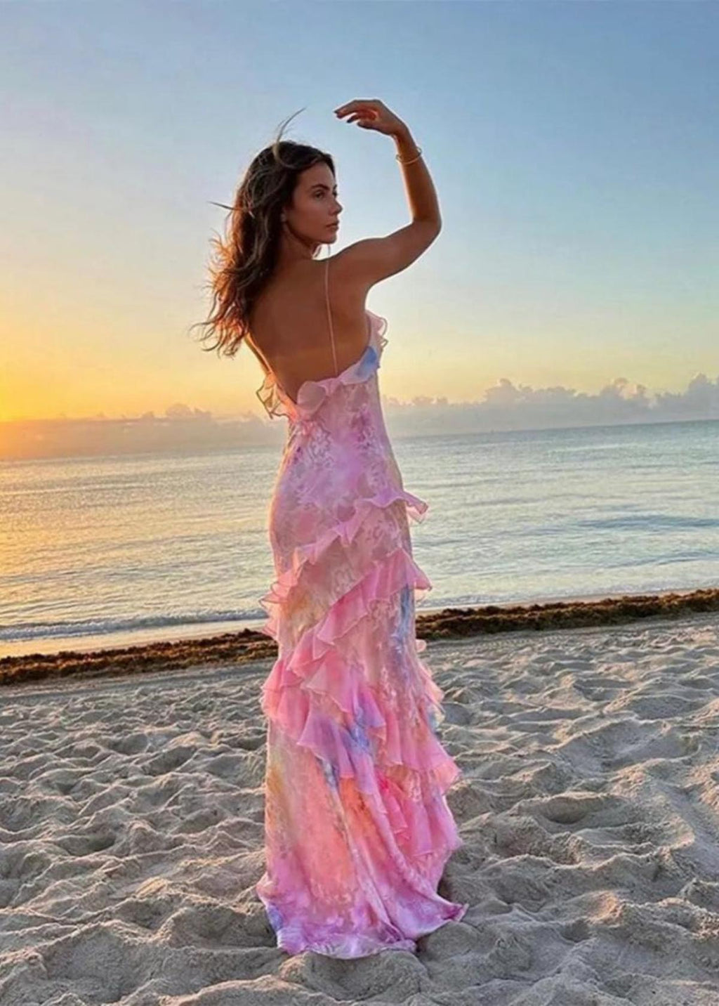 Airborne Floral Ruffle Maxi Dress