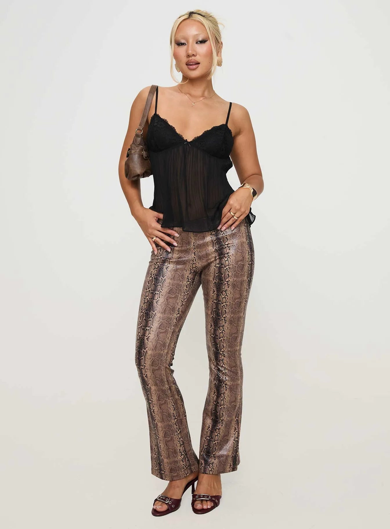 Pleated Lace Trim Camisole