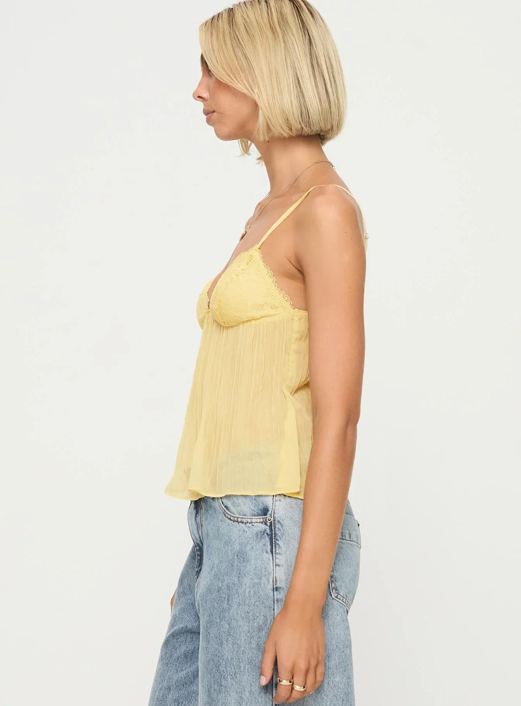 Pleated Lace Trim Camisole
