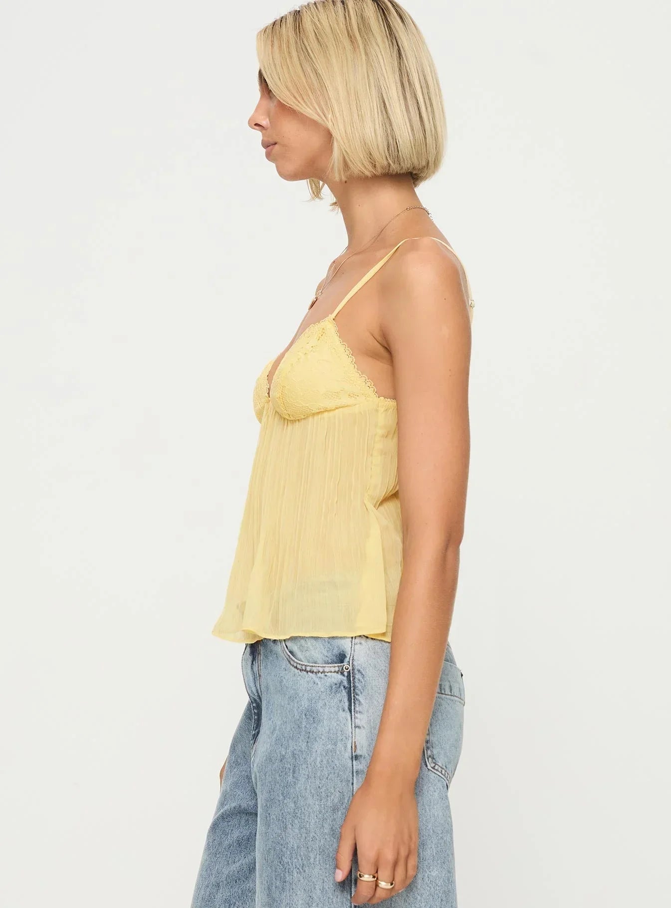 Pleated Lace Trim Camisole