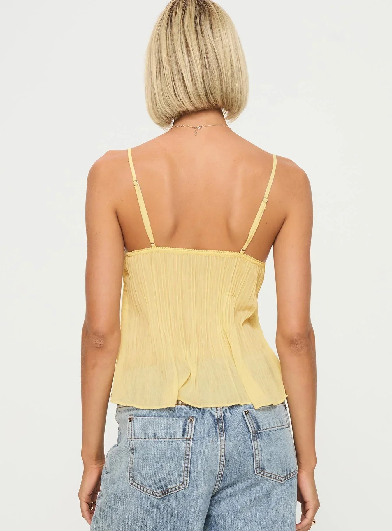 Pleated Lace Trim Camisole