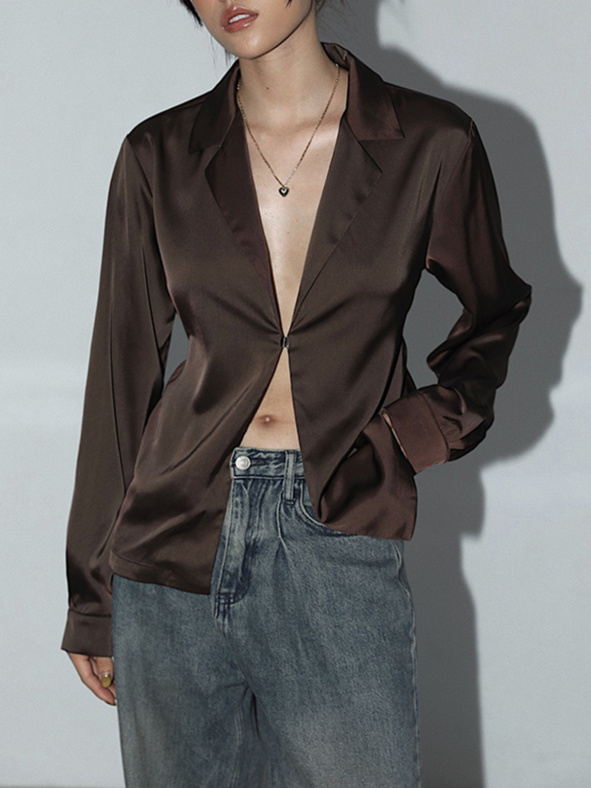 Satin Oversized Satin Tie Back Shirt