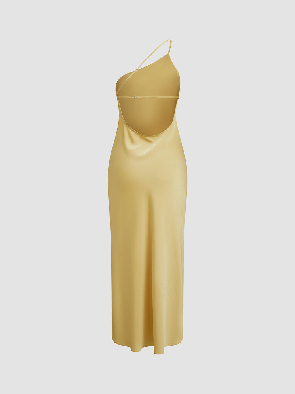 Satin One Shoulder Maxi Dress with Side Slit