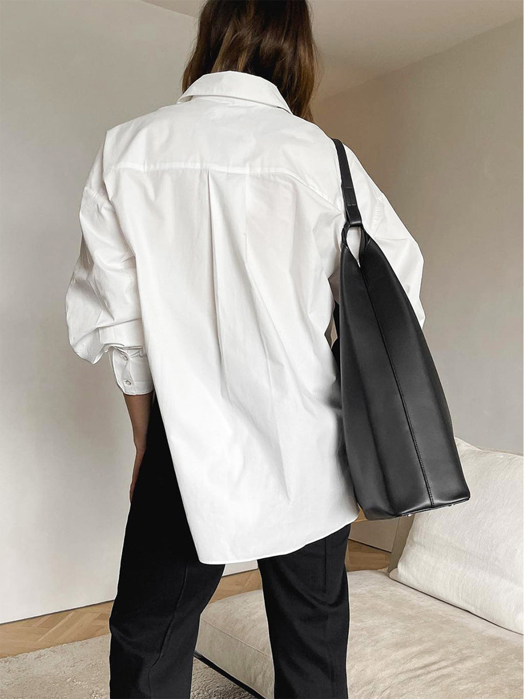 Oversized White Cotton Blend Shirt
