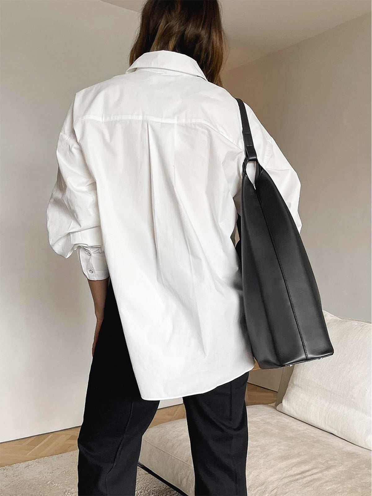 Oversized White Cotton Blend Shirt