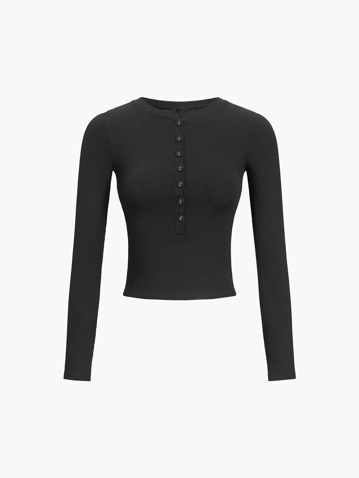 Button-Down Long Sleeve Crop Top