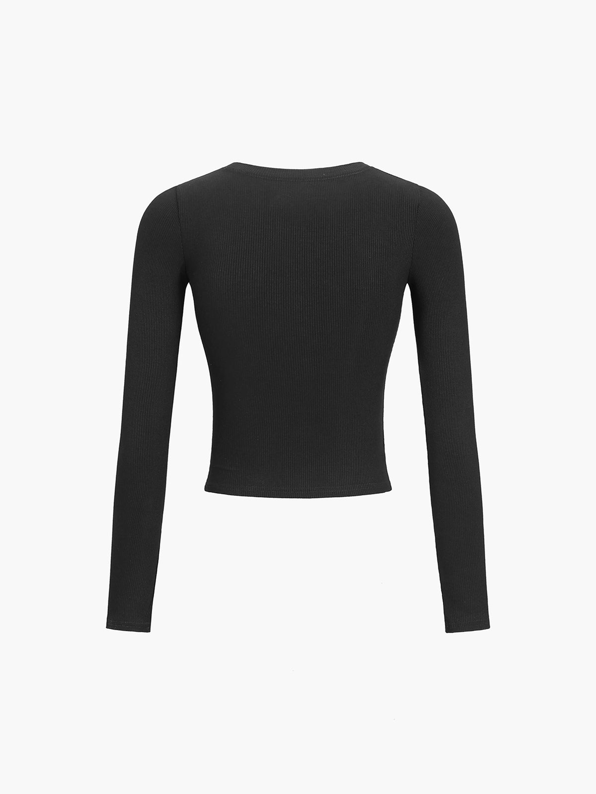 Button-Down Long Sleeve Crop Top